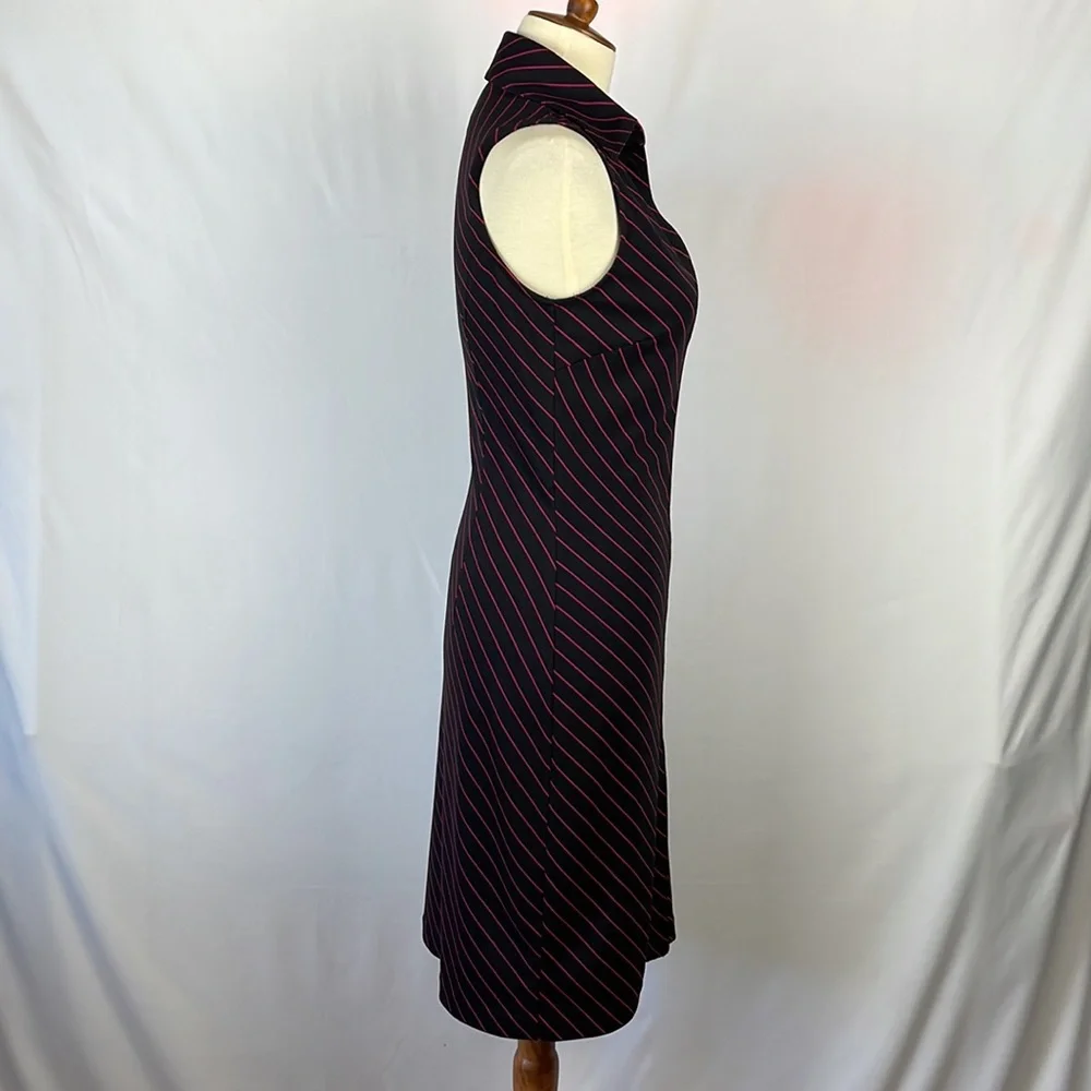 Express Black and Magenta Diagonal Striped Sleeveless Dress - Size 1/2 Juniors - Picture 9 of 12